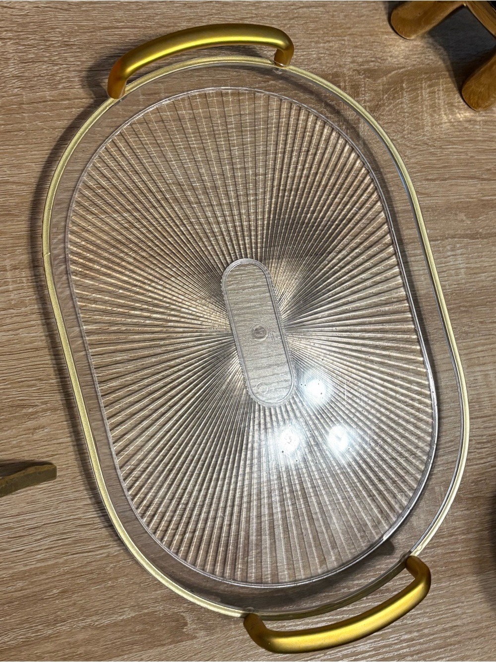 Target Clear Oval Plastic Serving Platter with Gold Handles